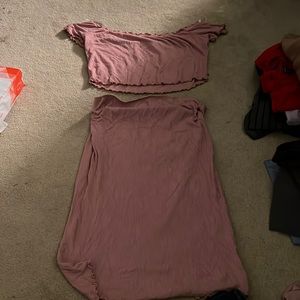 pink skirt and top set
